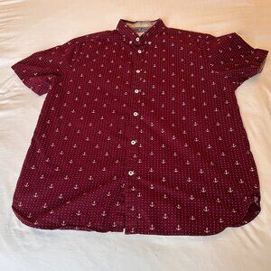 Cactus Man Ricky Singh Anchor Print Button Down Shirt XL Slim Fit Red